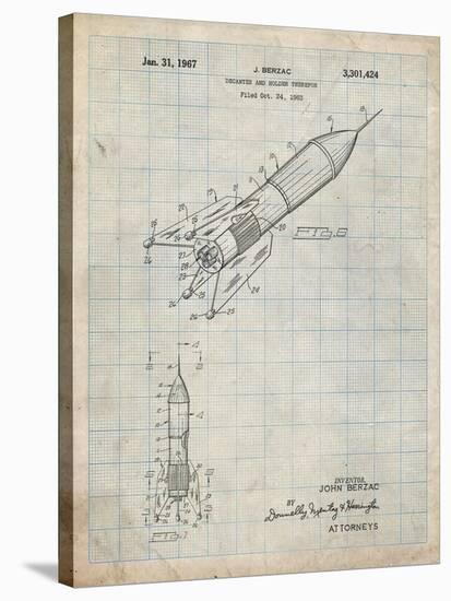 PP1016-Antique Grid Parchment Rocket Ship Concept 1963 Patent Poster-Cole Borders-Stretched Canvas