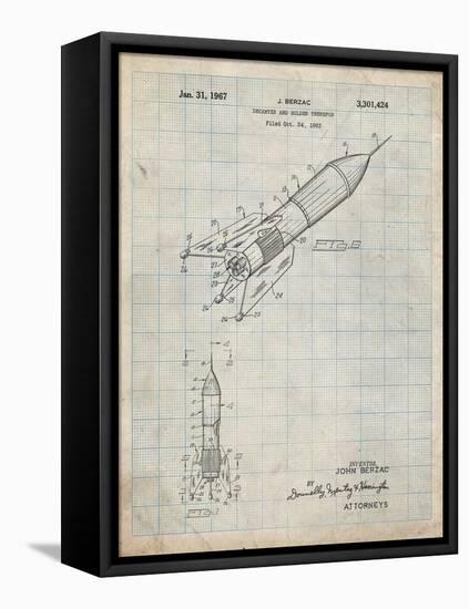 PP1016-Antique Grid Parchment Rocket Ship Concept 1963 Patent Poster-Cole Borders-Framed Stretched Canvas