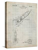 PP1016-Antique Grid Parchment Rocket Ship Concept 1963 Patent Poster-Cole Borders-Stretched Canvas