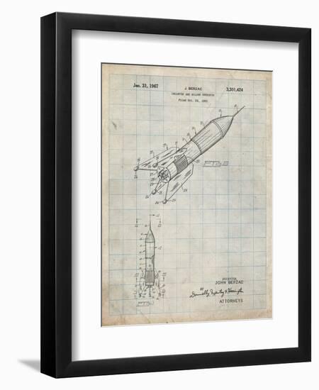 PP1016-Antique Grid Parchment Rocket Ship Concept 1963 Patent Poster-Cole Borders-Framed Premium Giclee Print