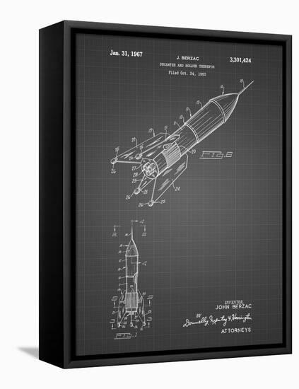 PP1016-Black Grid Rocket Ship Concept 1963 Patent Poster-Cole Borders-Framed Stretched Canvas