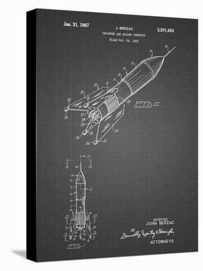 PP1016-Black Grid Rocket Ship Concept 1963 Patent Poster-Cole Borders-Stretched Canvas