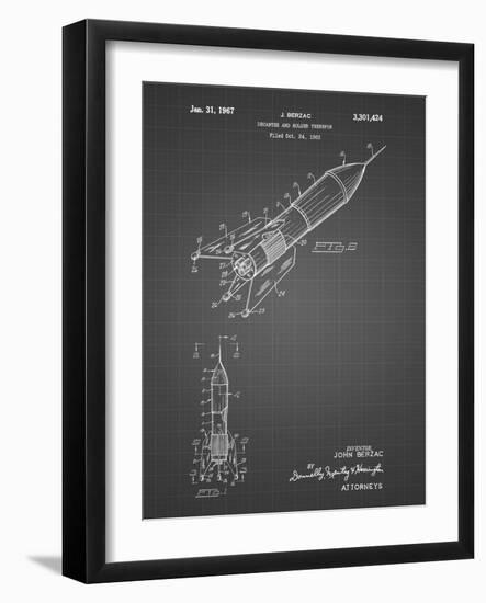 PP1016-Black Grid Rocket Ship Concept 1963 Patent Poster-Cole Borders-Framed Giclee Print