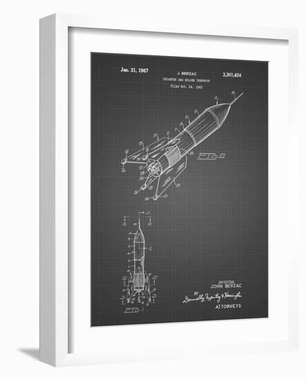 PP1016-Black Grid Rocket Ship Concept 1963 Patent Poster-Cole Borders-Framed Giclee Print