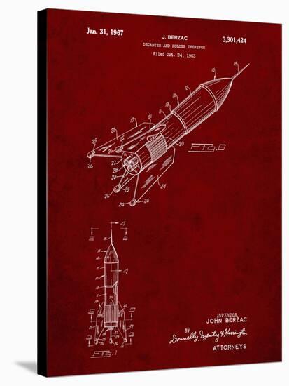 PP1016-Burgundy Rocket Ship Concept 1963 Patent Poster-Cole Borders-Stretched Canvas