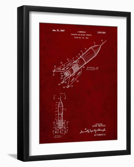 PP1016-Burgundy Rocket Ship Concept 1963 Patent Poster-Cole Borders-Framed Giclee Print