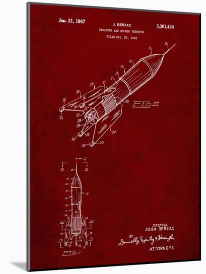 PP1016-Burgundy Rocket Ship Concept 1963 Patent Poster-Cole Borders-Mounted Giclee Print