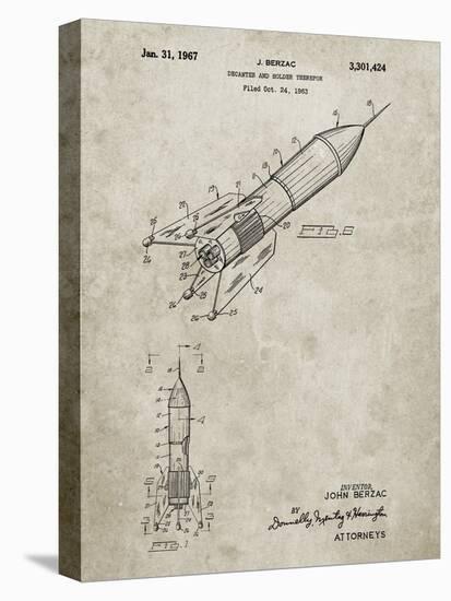 PP1016-Sandstone Rocket Ship Concept 1963 Patent Poster-Cole Borders-Stretched Canvas