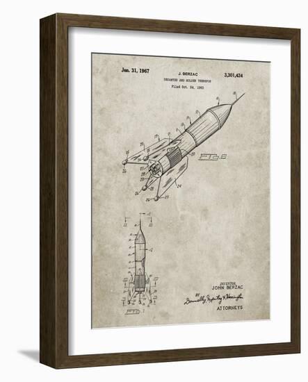 PP1016-Sandstone Rocket Ship Concept 1963 Patent Poster-Cole Borders-Framed Giclee Print