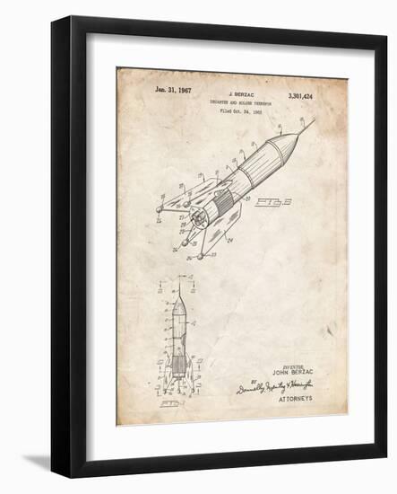 PP1016-Vintage Parchment Rocket Ship Concept 1963 Patent Poster-Cole Borders-Framed Giclee Print
