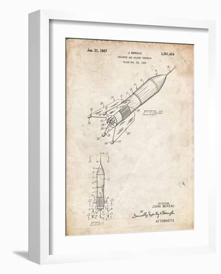 PP1016-Vintage Parchment Rocket Ship Concept 1963 Patent Poster-Cole Borders-Framed Giclee Print