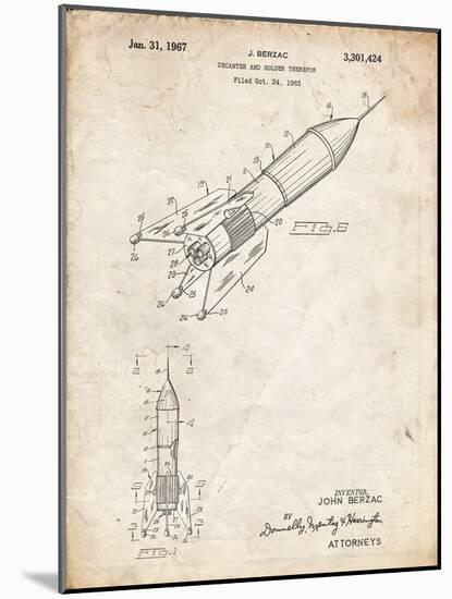 PP1016-Vintage Parchment Rocket Ship Concept 1963 Patent Poster-Cole Borders-Mounted Giclee Print