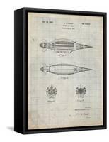 PP1017-Antique Grid Parchment Rocket Ship Model Patent Poster-Cole Borders-Framed Stretched Canvas