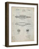 PP1017-Antique Grid Parchment Rocket Ship Model Patent Poster-Cole Borders-Framed Giclee Print
