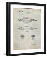 PP1017-Antique Grid Parchment Rocket Ship Model Patent Poster-Cole Borders-Framed Giclee Print