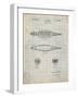 PP1017-Antique Grid Parchment Rocket Ship Model Patent Poster-Cole Borders-Framed Giclee Print