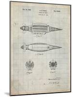 PP1017-Antique Grid Parchment Rocket Ship Model Patent Poster-Cole Borders-Mounted Giclee Print