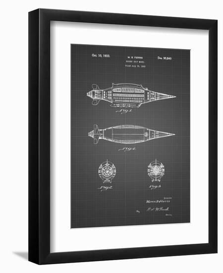 PP1017-Black Grid Rocket Ship Model Patent Poster-Cole Borders-Framed Premium Giclee Print