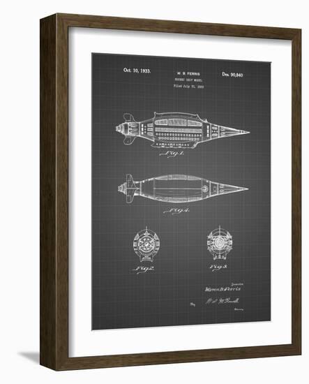 PP1017-Black Grid Rocket Ship Model Patent Poster-Cole Borders-Framed Giclee Print