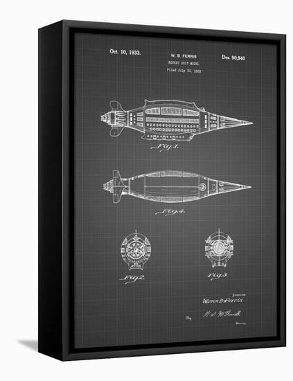 PP1017-Black Grid Rocket Ship Model Patent Poster-Cole Borders-Framed Stretched Canvas