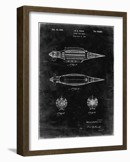 PP1017-Black Grunge Rocket Ship Model Patent Poster-Cole Borders-Framed Giclee Print