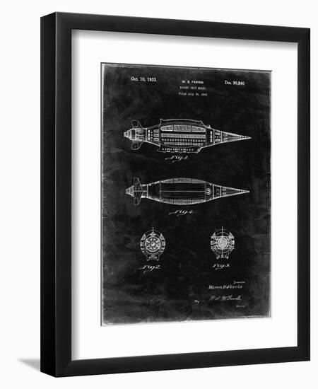 PP1017-Black Grunge Rocket Ship Model Patent Poster-Cole Borders-Framed Premium Giclee Print