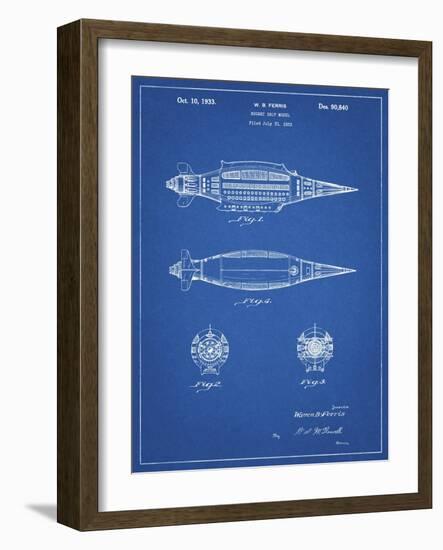PP1017-Blueprint Rocket Ship Model Patent Poster-Cole Borders-Framed Giclee Print