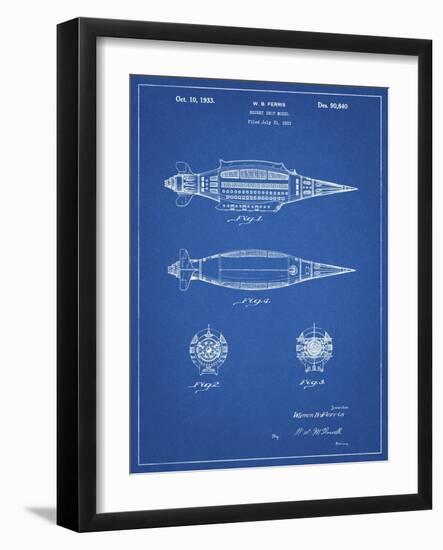 PP1017-Blueprint Rocket Ship Model Patent Poster-Cole Borders-Framed Giclee Print