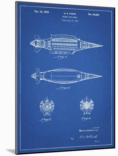 PP1017-Blueprint Rocket Ship Model Patent Poster-Cole Borders-Mounted Giclee Print