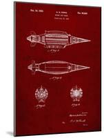 PP1017-Burgundy Rocket Ship Model Patent Poster-Cole Borders-Mounted Giclee Print