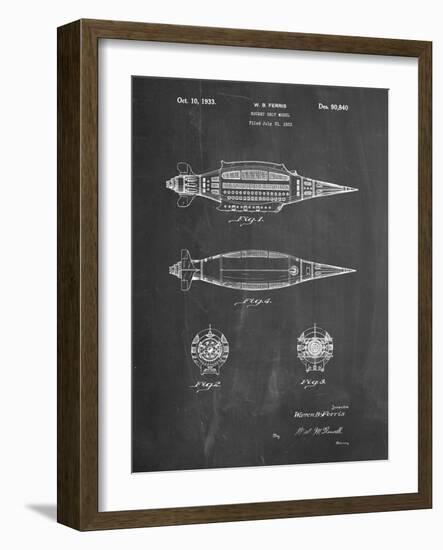 PP1017-Chalkboard Rocket Ship Model Patent Poster-Cole Borders-Framed Giclee Print