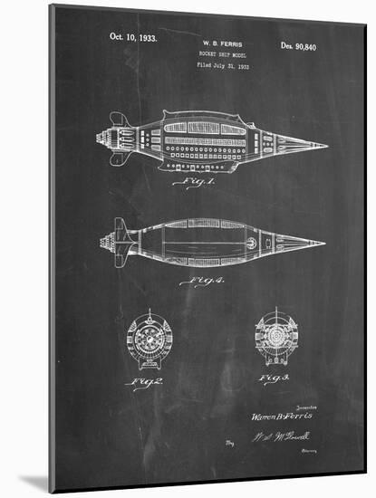 PP1017-Chalkboard Rocket Ship Model Patent Poster-Cole Borders-Mounted Giclee Print