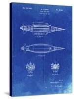 PP1017-Faded Blueprint Rocket Ship Model Patent Poster-Cole Borders-Stretched Canvas