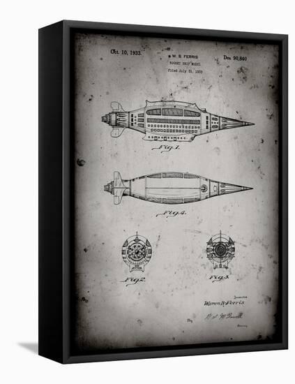 PP1017-Faded Grey Rocket Ship Model Patent Poster-Cole Borders-Framed Stretched Canvas