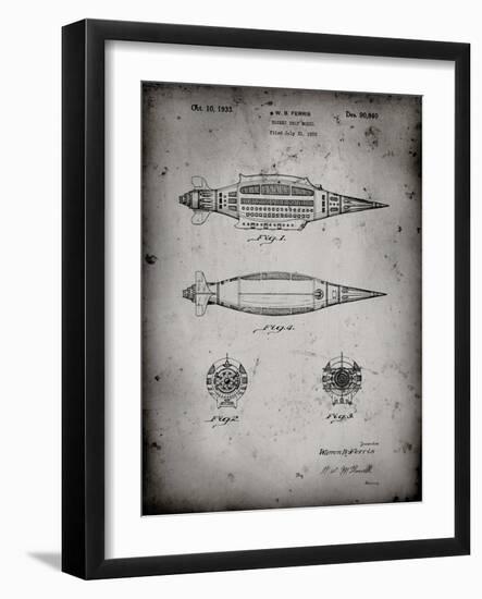 PP1017-Faded Grey Rocket Ship Model Patent Poster-Cole Borders-Framed Giclee Print