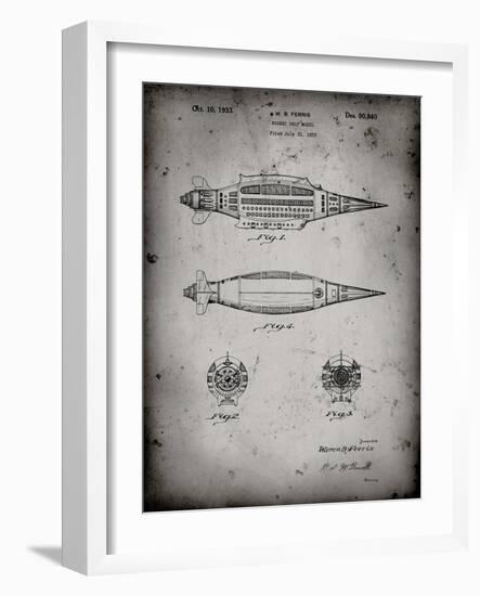 PP1017-Faded Grey Rocket Ship Model Patent Poster-Cole Borders-Framed Giclee Print