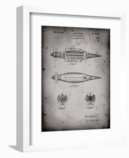 PP1017-Faded Grey Rocket Ship Model Patent Poster-Cole Borders-Framed Giclee Print