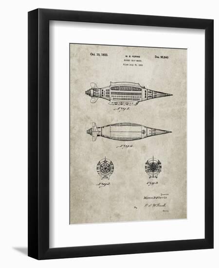 PP1017-Sandstone Rocket Ship Model Patent Poster-Cole Borders-Framed Premium Giclee Print