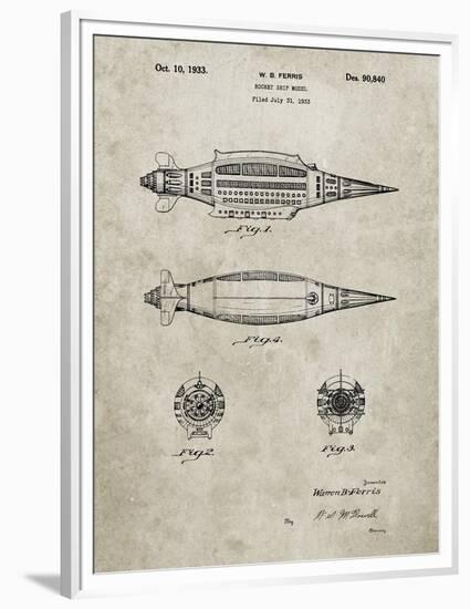 PP1017-Sandstone Rocket Ship Model Patent Poster-Cole Borders-Framed Premium Giclee Print