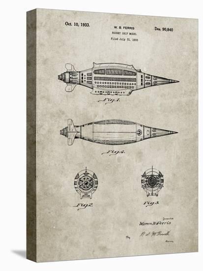 PP1017-Sandstone Rocket Ship Model Patent Poster-Cole Borders-Stretched Canvas