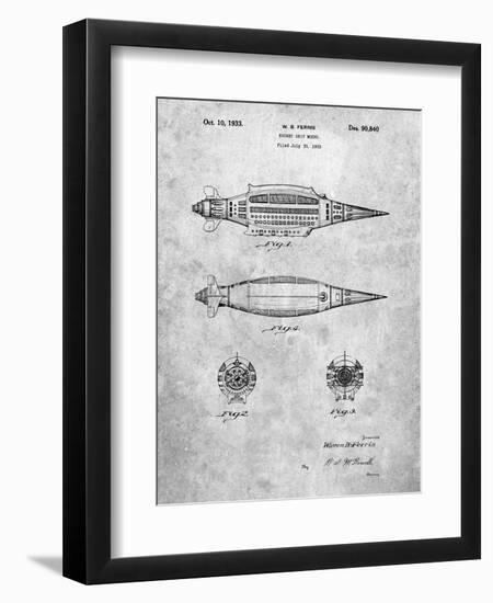 PP1017-Slate Rocket Ship Model Patent Poster-Cole Borders-Framed Giclee Print