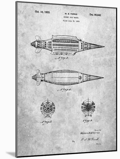 PP1017-Slate Rocket Ship Model Patent Poster-Cole Borders-Mounted Giclee Print