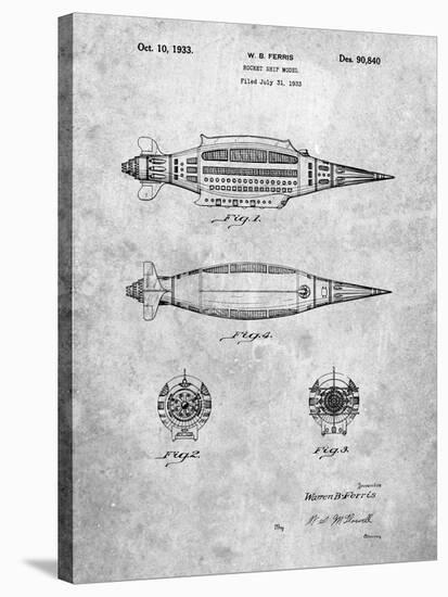 PP1017-Slate Rocket Ship Model Patent Poster-Cole Borders-Stretched Canvas