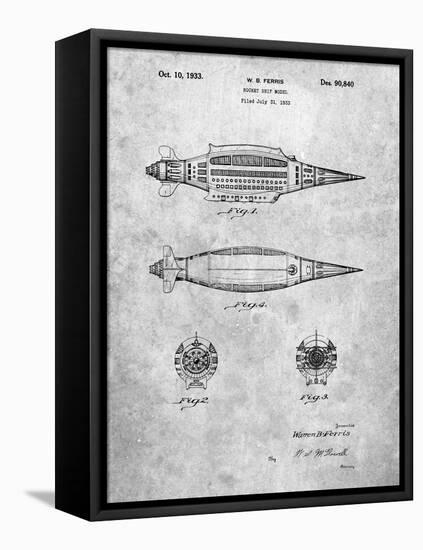 PP1017-Slate Rocket Ship Model Patent Poster-Cole Borders-Framed Stretched Canvas