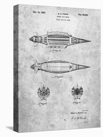 PP1017-Slate Rocket Ship Model Patent Poster-Cole Borders-Stretched Canvas