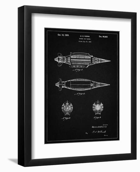 PP1017-Vintage Black Rocket Ship Model Patent Poster-Cole Borders-Framed Premium Giclee Print