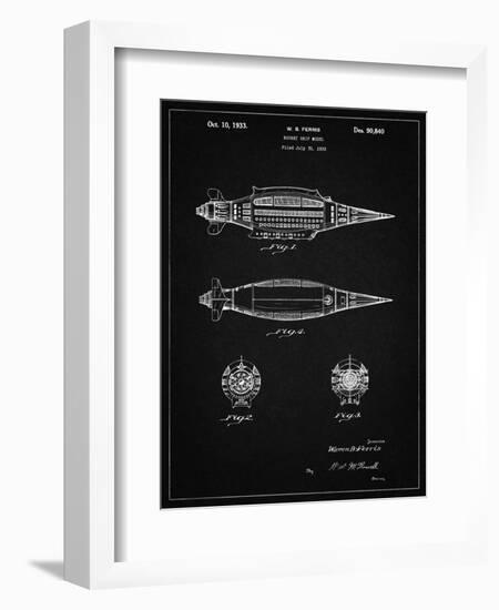 PP1017-Vintage Black Rocket Ship Model Patent Poster-Cole Borders-Framed Giclee Print