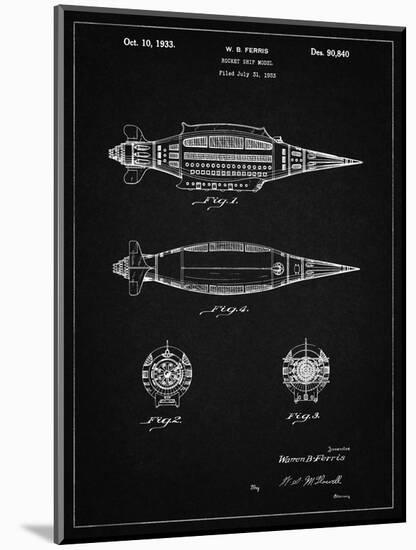 PP1017-Vintage Black Rocket Ship Model Patent Poster-Cole Borders-Mounted Giclee Print