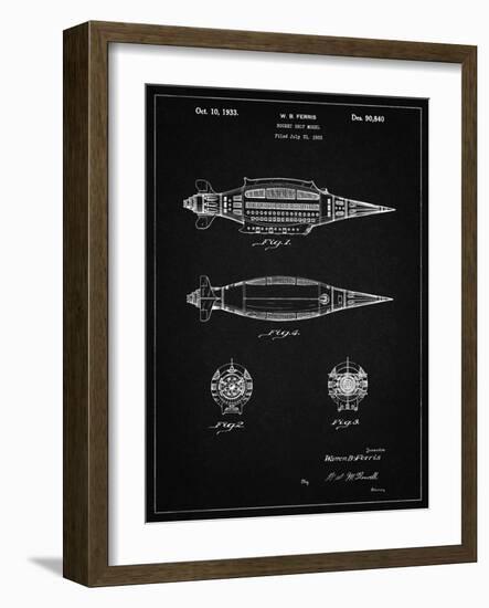 PP1017-Vintage Black Rocket Ship Model Patent Poster-Cole Borders-Framed Giclee Print