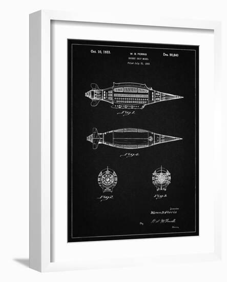 PP1017-Vintage Black Rocket Ship Model Patent Poster-Cole Borders-Framed Giclee Print